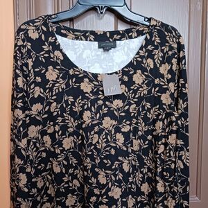 J. Jill Women's size XS Top Brown Black Blouse
